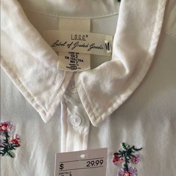 H&M White button up embroidered top shirt - Picture 4 of 4